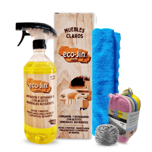 Eco-Jin Pack Oleo Madera | Bayeta Microfibra | Vitro Twist | Big Inox | Limpiador y Reparador con Aceites Naturales